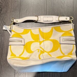 Coach Yellow and Cream Shoulder Bag